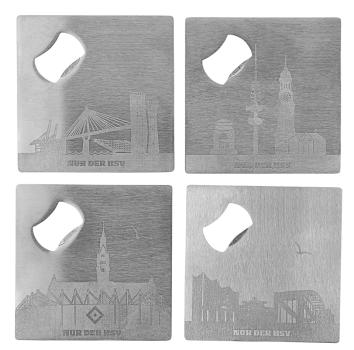 Hamburger SV HSV Untersetzer Metall 4er-Set ca. 9,5 x 9,5 cm
